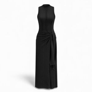 Commense Black Midi Dress with Tie Detail Medium NWT